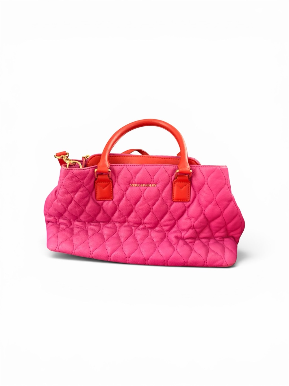 Vera Bradley Hot Pink Emma satchel bag in orange and magnenta leather